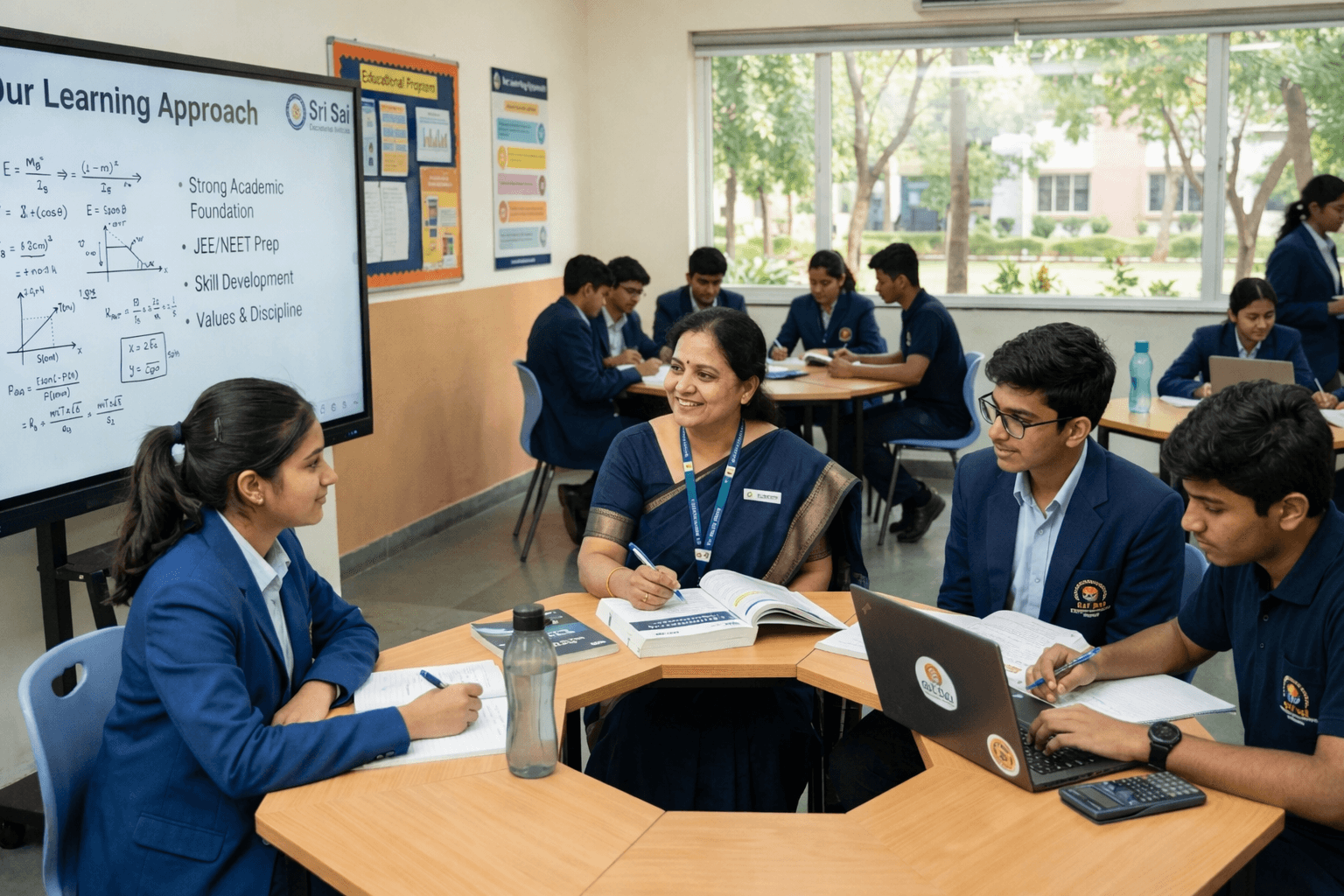Students learning with faculty support